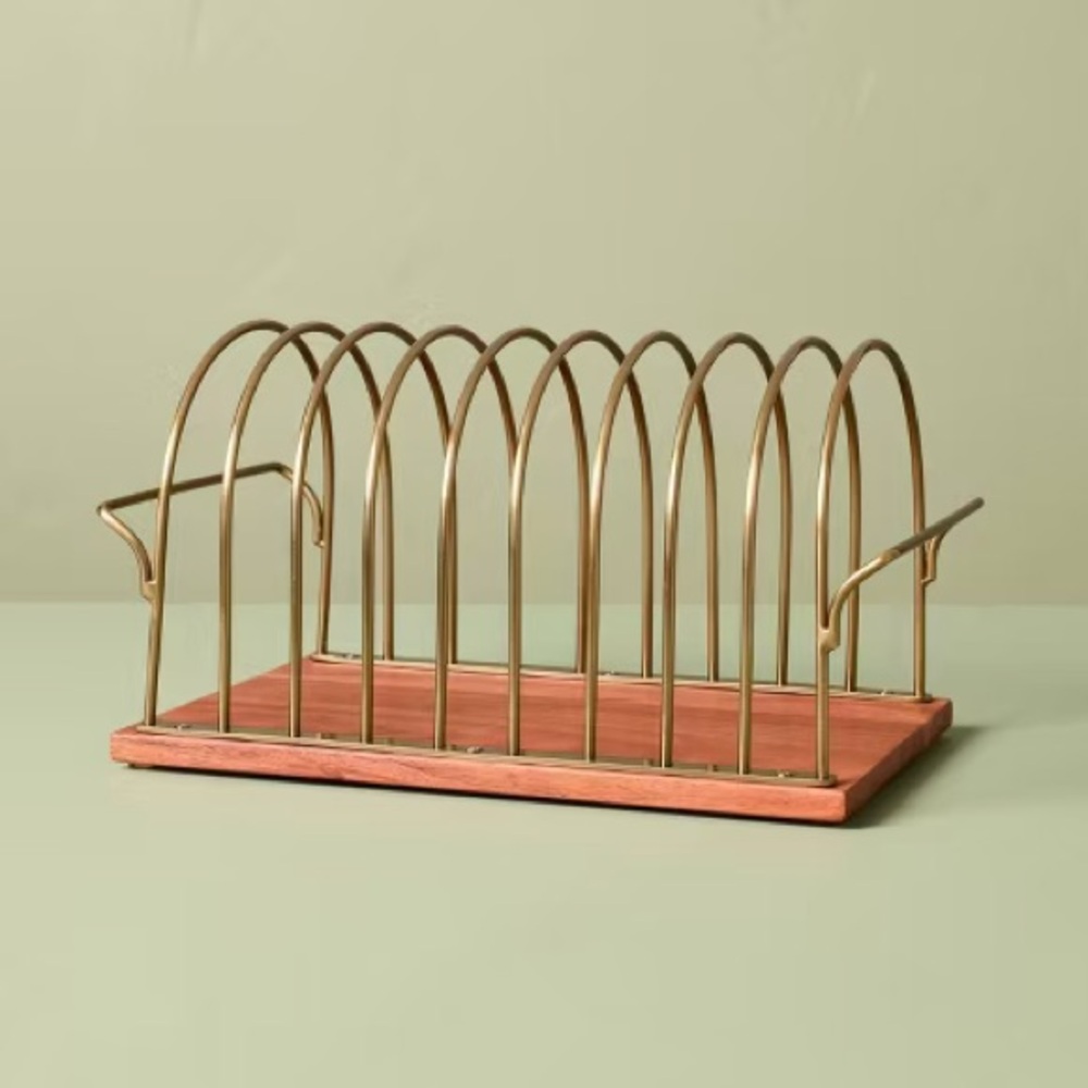 HEARTH & HAND NWT Vinyl Storage Solution Wood/Brass